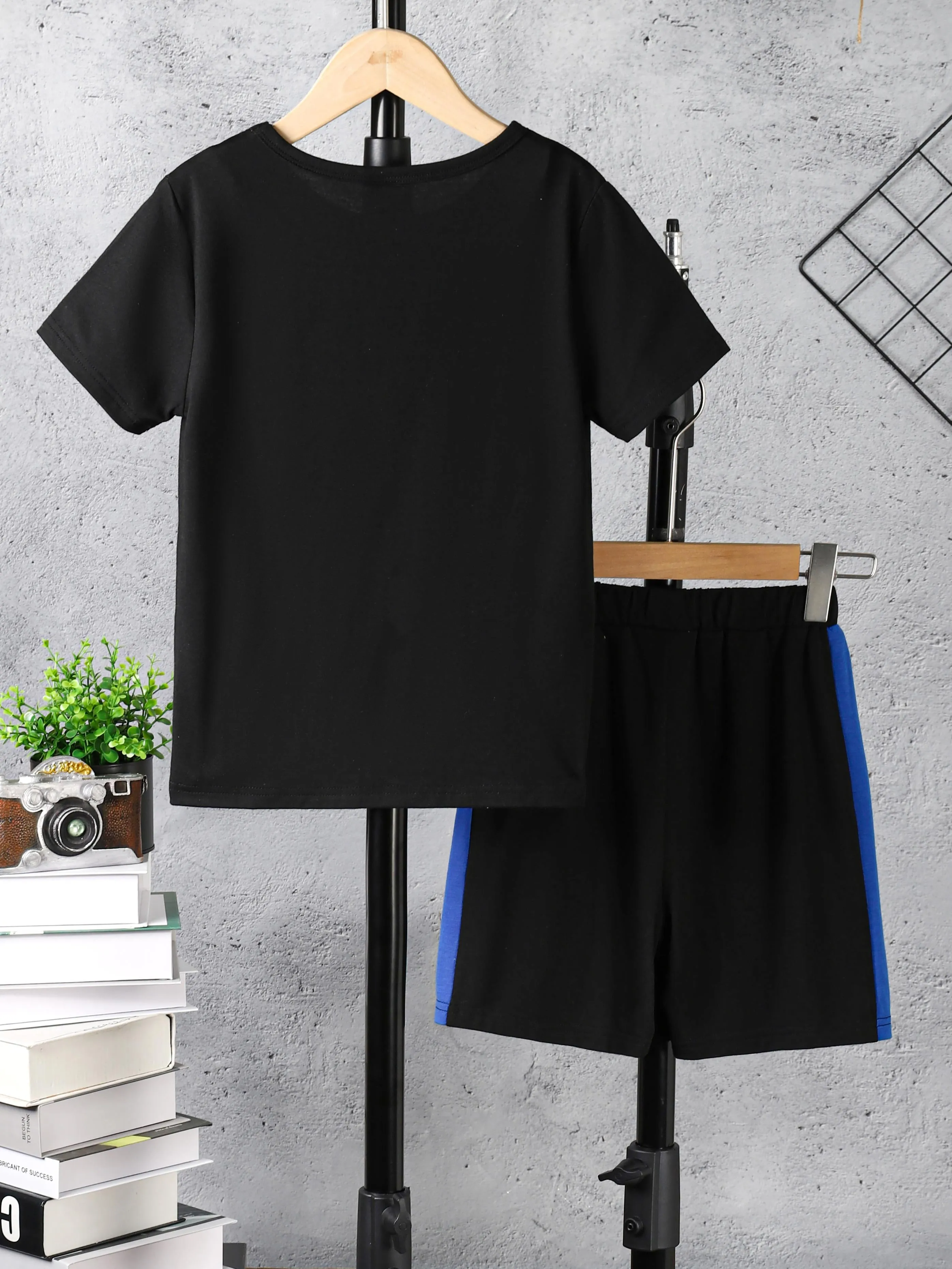 7-15Y Kids Clothes Boys Clothes Shorts Sets Basketball Pattern T-shirts Elastic Sport Style Shorts 2Pcs Outfits For Summer Black Catpapa 462306017