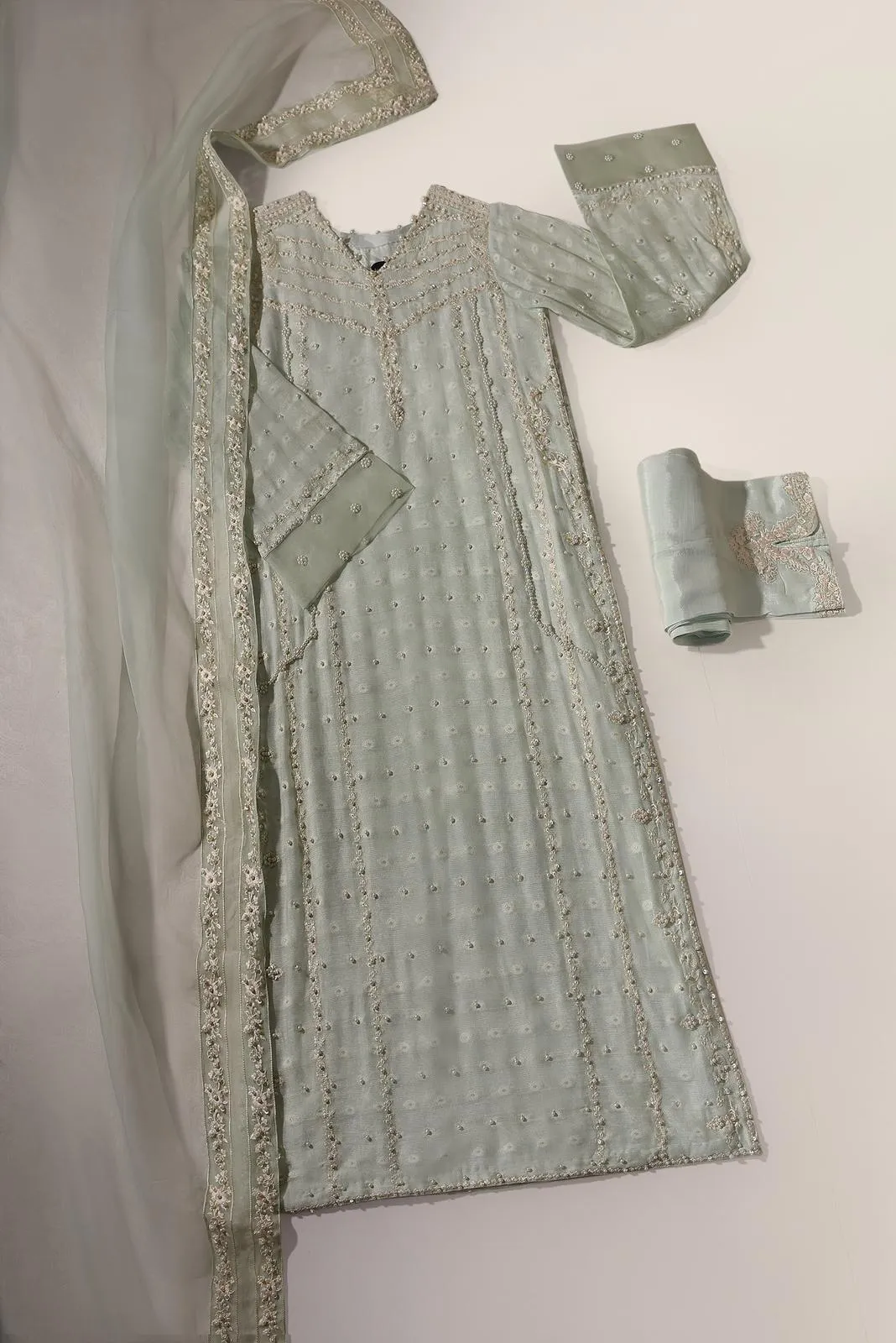 Areesha Embossed Ice Green