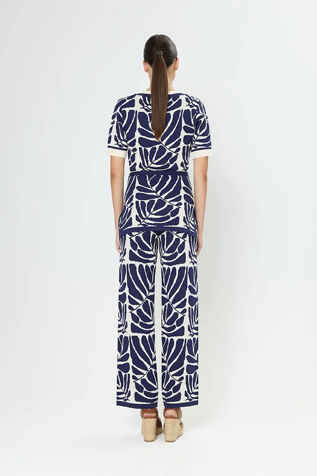 Arggido Two-Piece Coordinated Set | Elegant Wide-Leg Trousers & Short-Sleeve Top