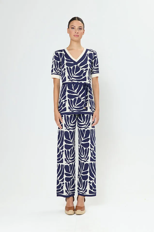 Arggido Two-Piece Coordinated Set | Elegant Wide-Leg Trousers & Short-Sleeve Top