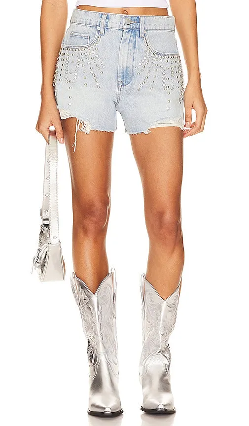 BLANKNYC Rhinestone Shorts in Denim-Light