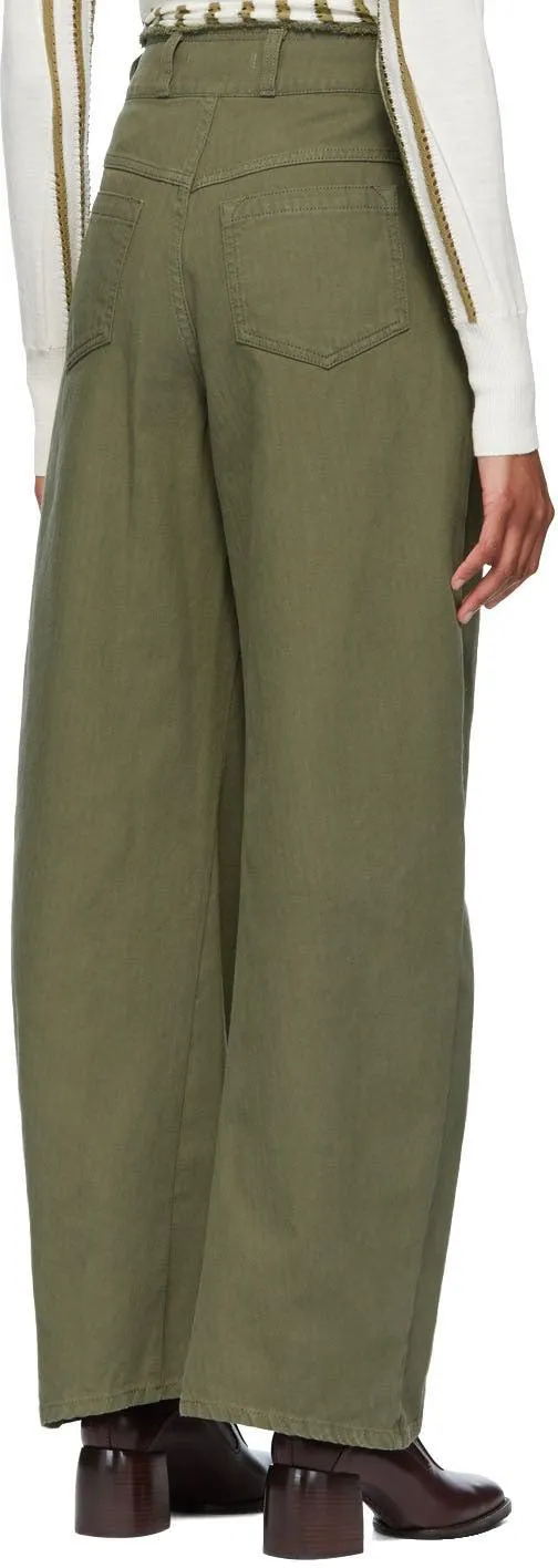 ChloÃ© Green Wide-Leg Trousers