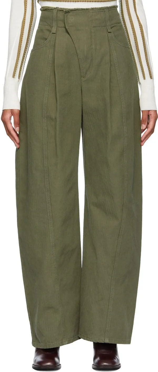 ChloÃ© Green Wide-Leg Trousers