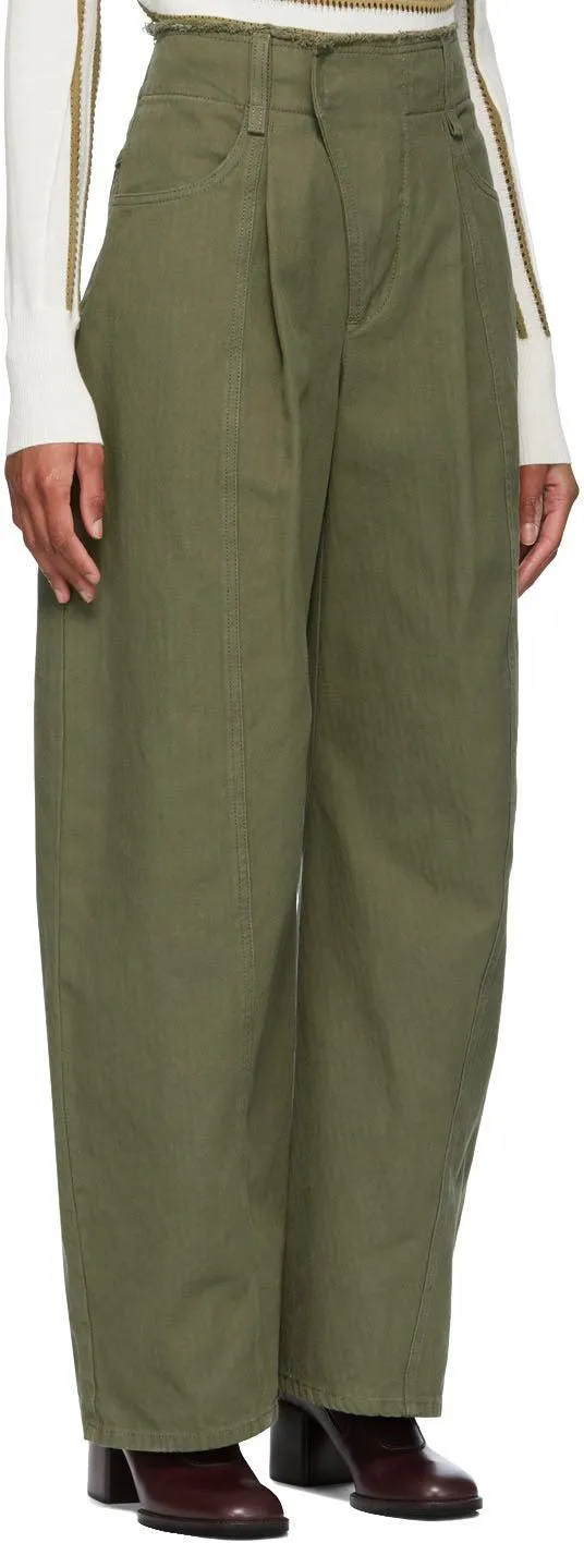 ChloÃ© Green Wide-Leg Trousers