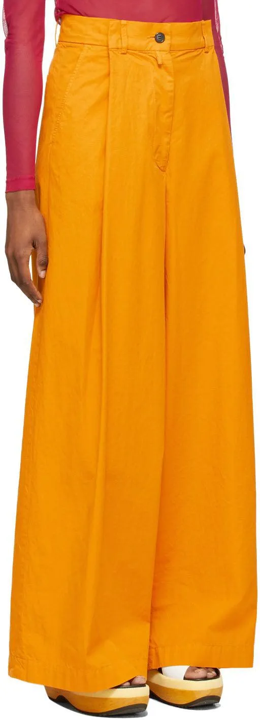 Dries Van Noten Orange Cotton Wide-Leg Trousers