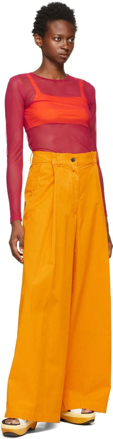 Dries Van Noten Orange Cotton Wide-Leg Trousers
