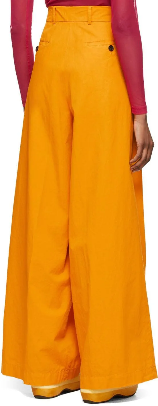 Dries Van Noten Orange Cotton Wide-Leg Trousers