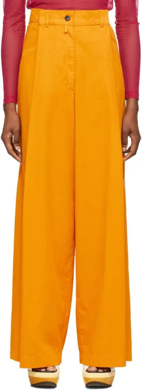 Dries Van Noten Orange Cotton Wide-Leg Trousers