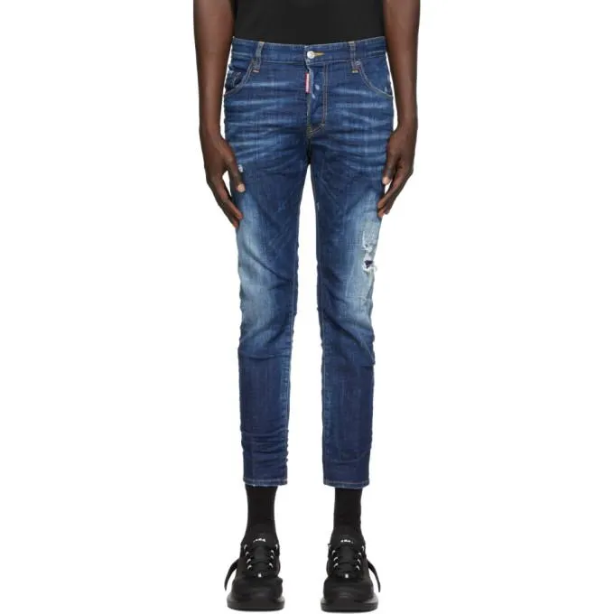 Dsquared2 Blue Tattoo Birds Skater Jeans