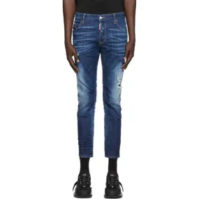 Dsquared2 Blue Tattoo Birds Skater Jeans