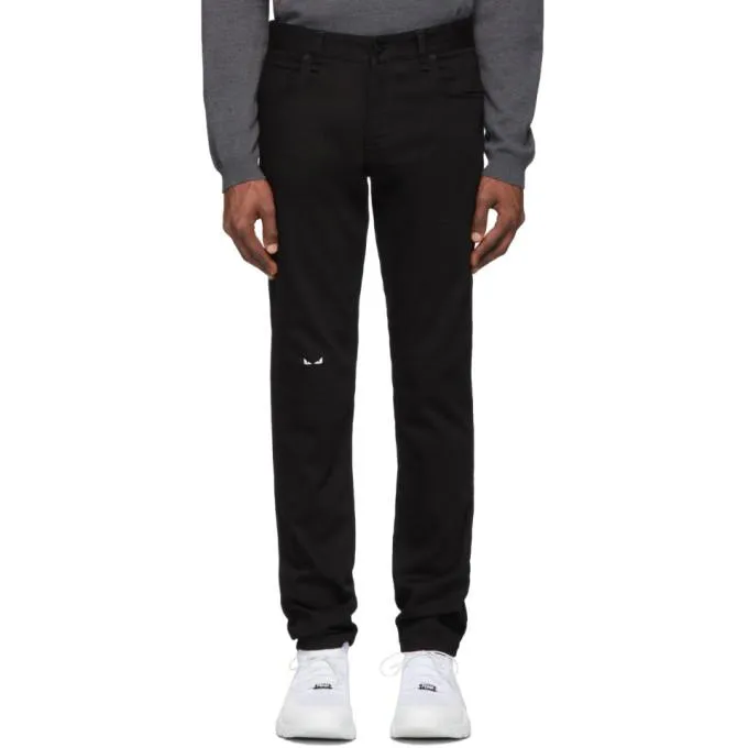 Fendi Black Bag Bugs Knee Jeans