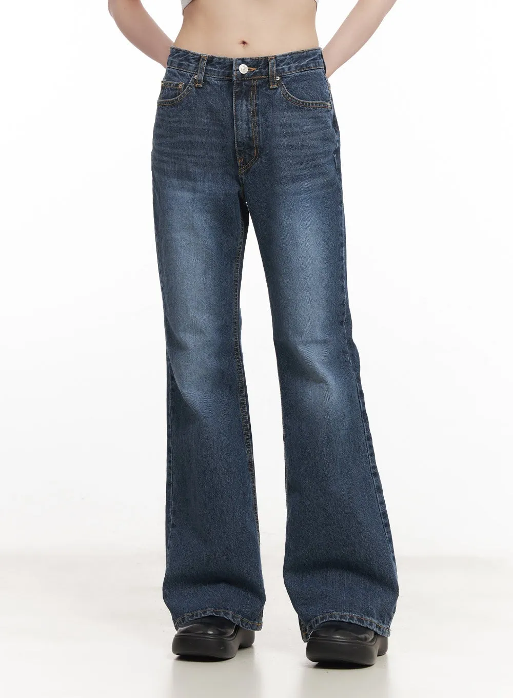 Jazmin Washed Slim-Fit Flared Jeans CM520