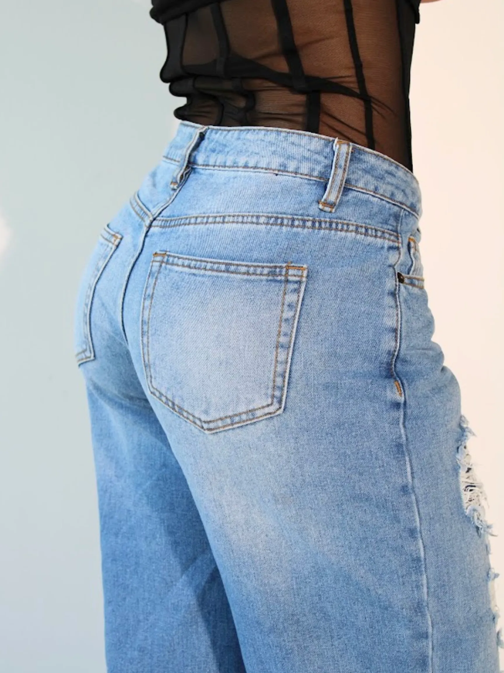 Not too Distressed Wide Leg Denim