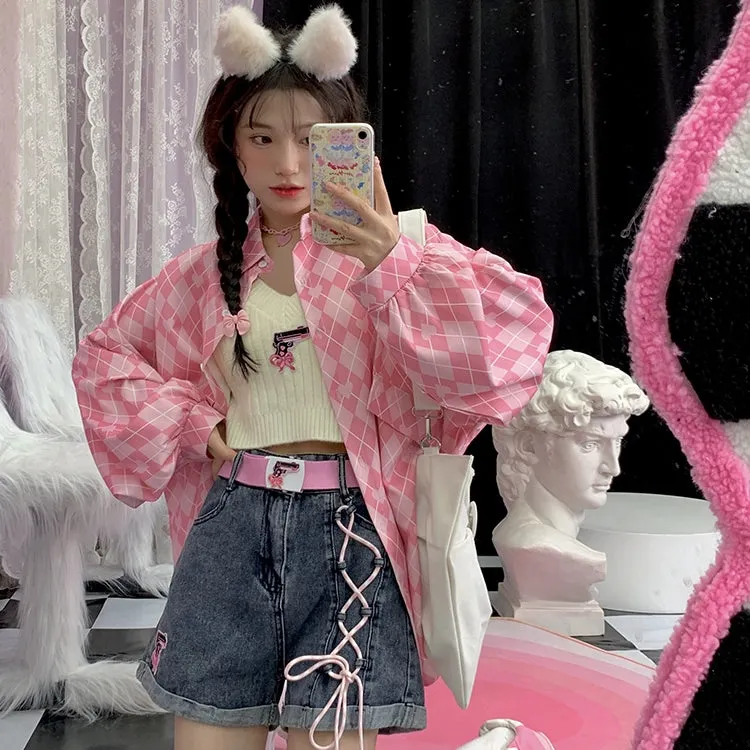 Original Soft Girl Style Embroidered High Waist Denim Shorts