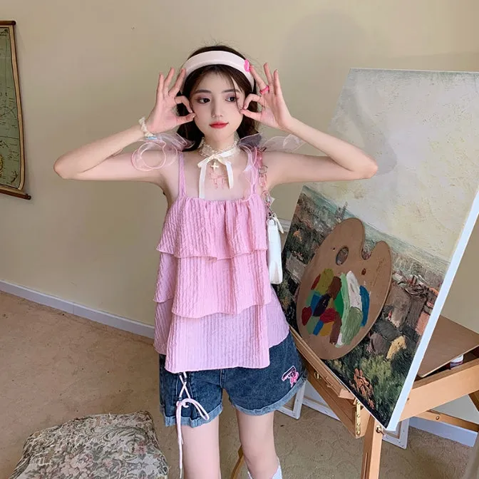 Original Soft Girl Style Embroidered High Waist Denim Shorts