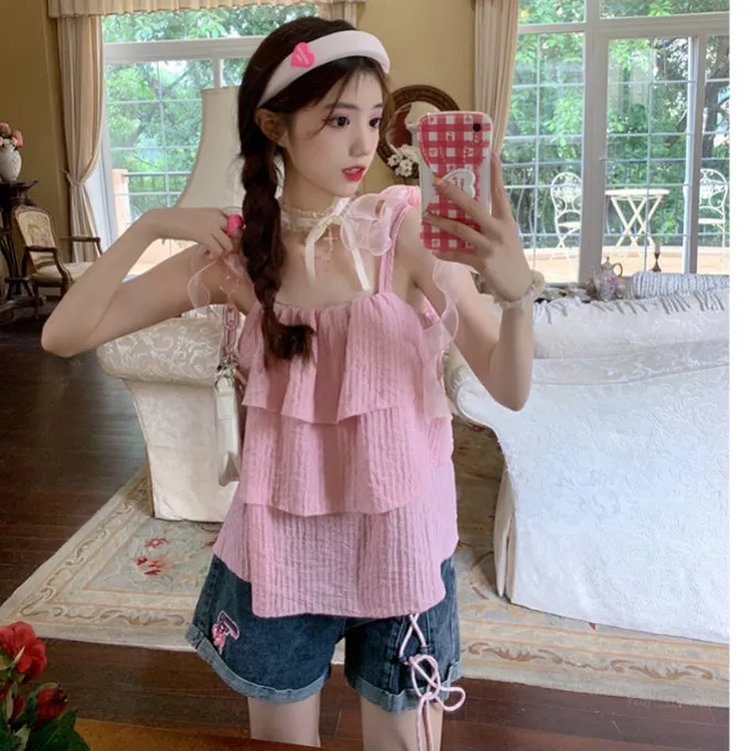 Original Soft Girl Style Embroidered High Waist Denim Shorts