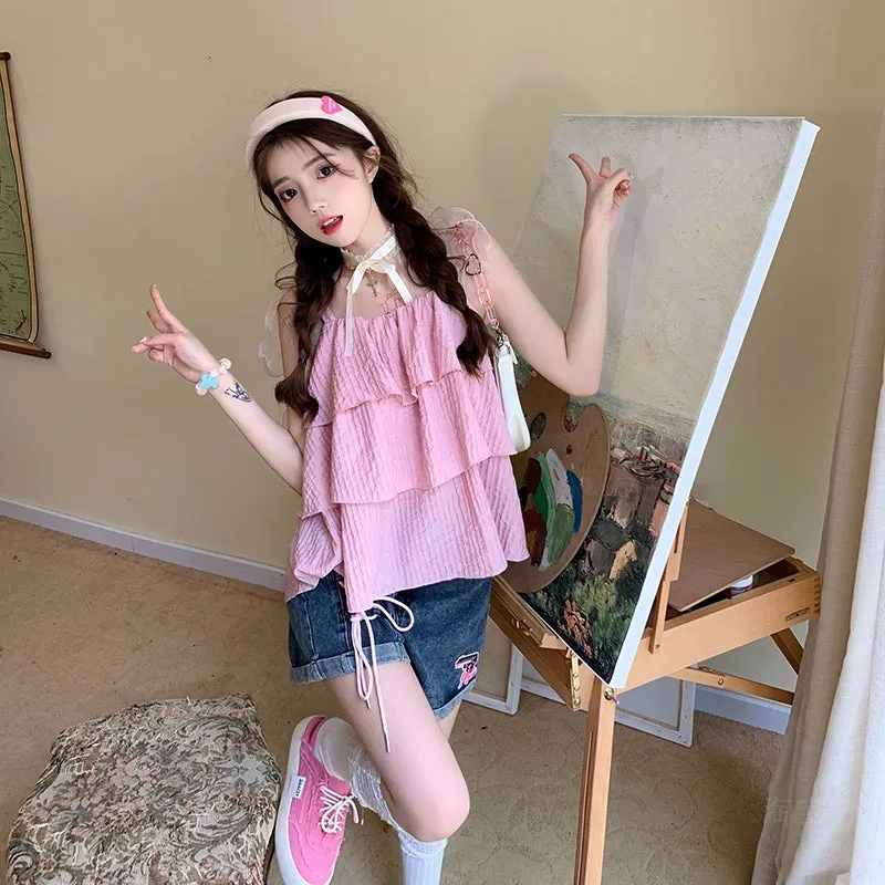 Original Soft Girl Style Embroidered High Waist Denim Shorts