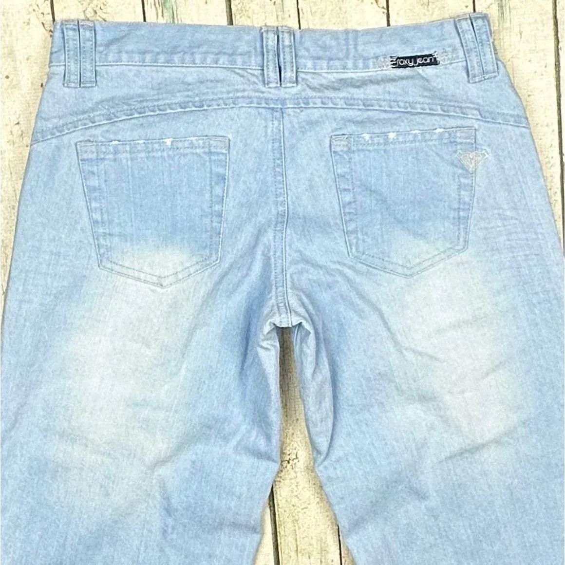 Roxy Jeans Y2K Distressed  Blue Low Rise Flares- Size 28