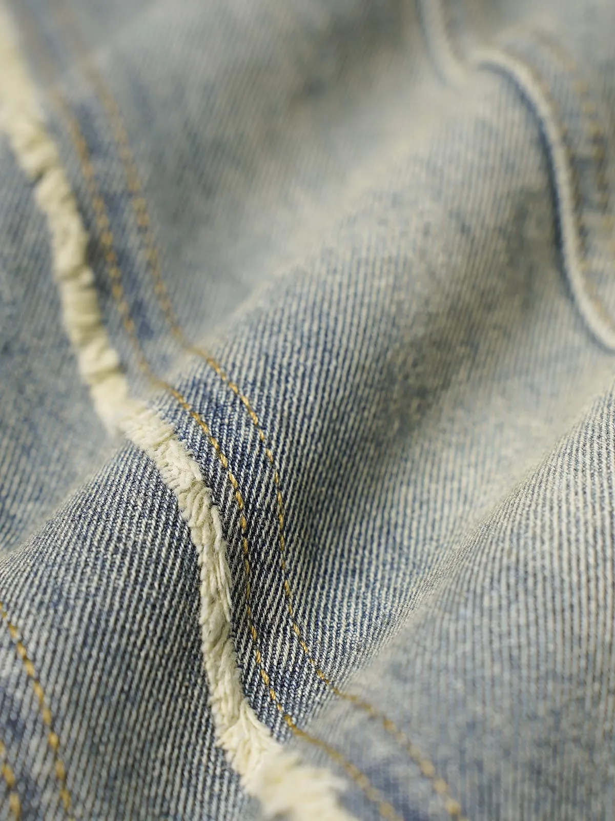 Sneakerhill Washed Distressed Raw Edge Baggy Jeans
