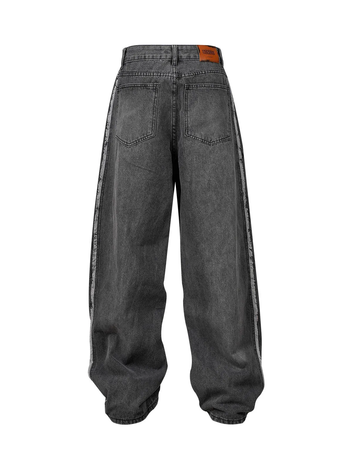 Sneakerhill Washed Distressed Raw Edge Baggy Jeans