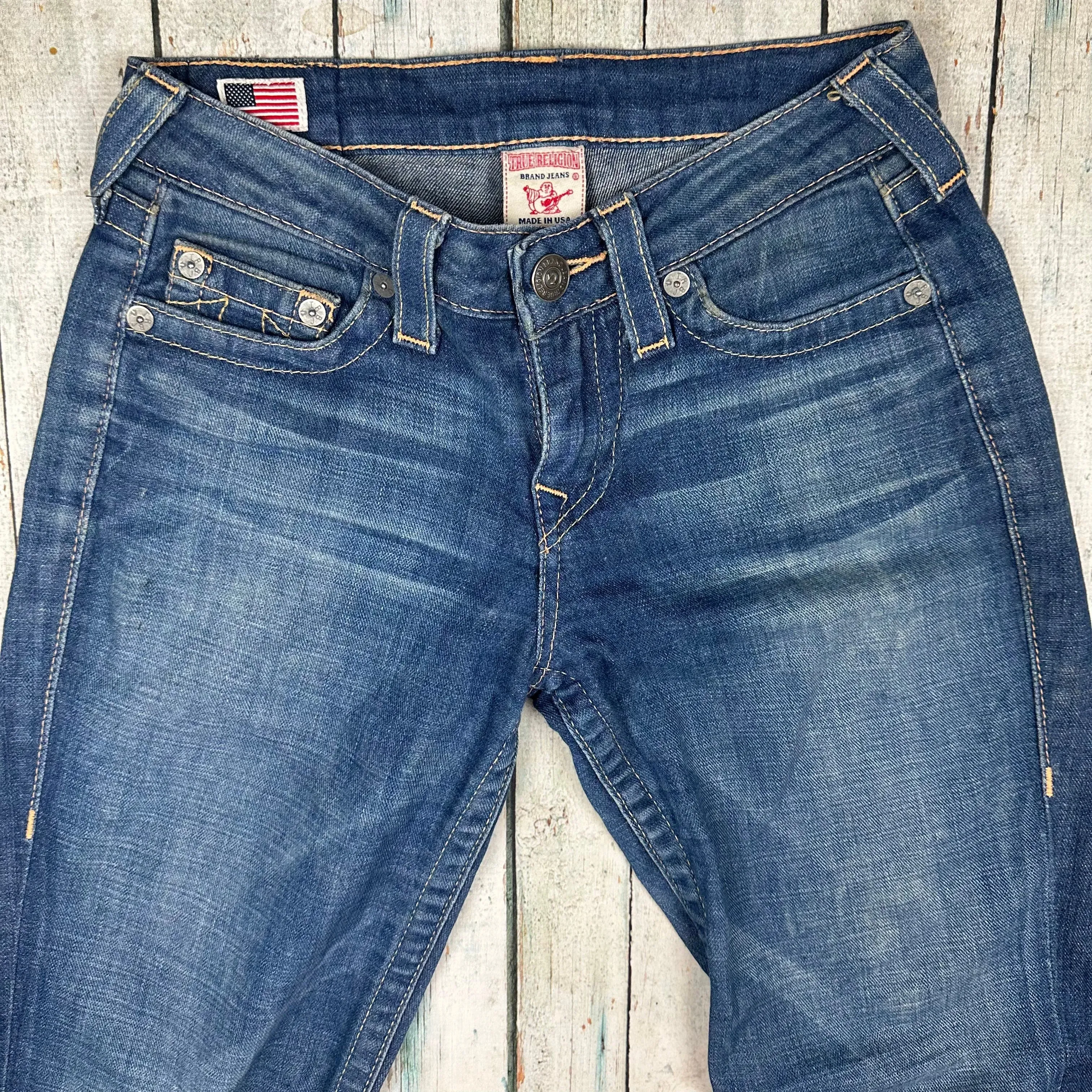 True Religion  Distressed Low Rise Flares- Size 25