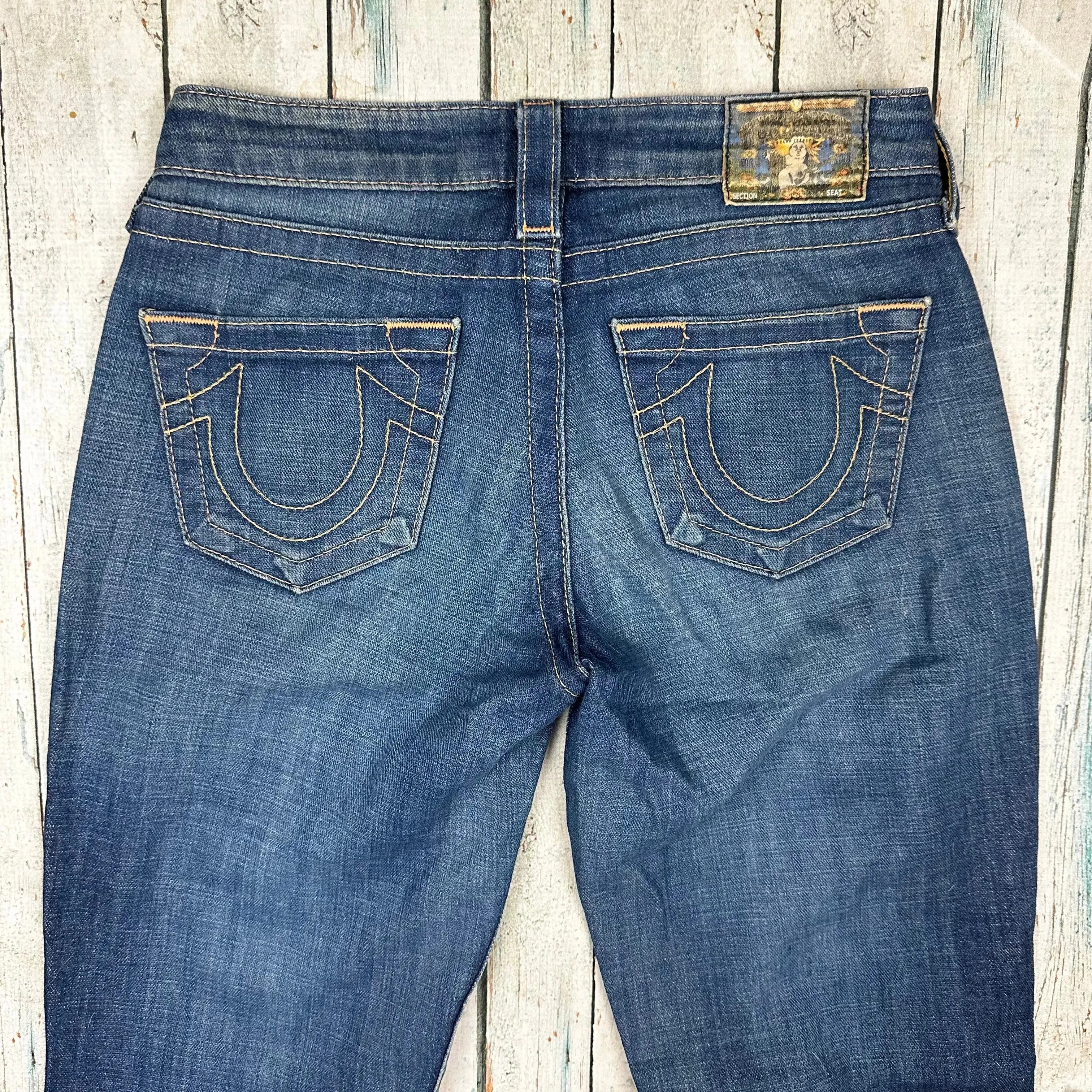 True Religion  Distressed Low Rise Flares- Size 25