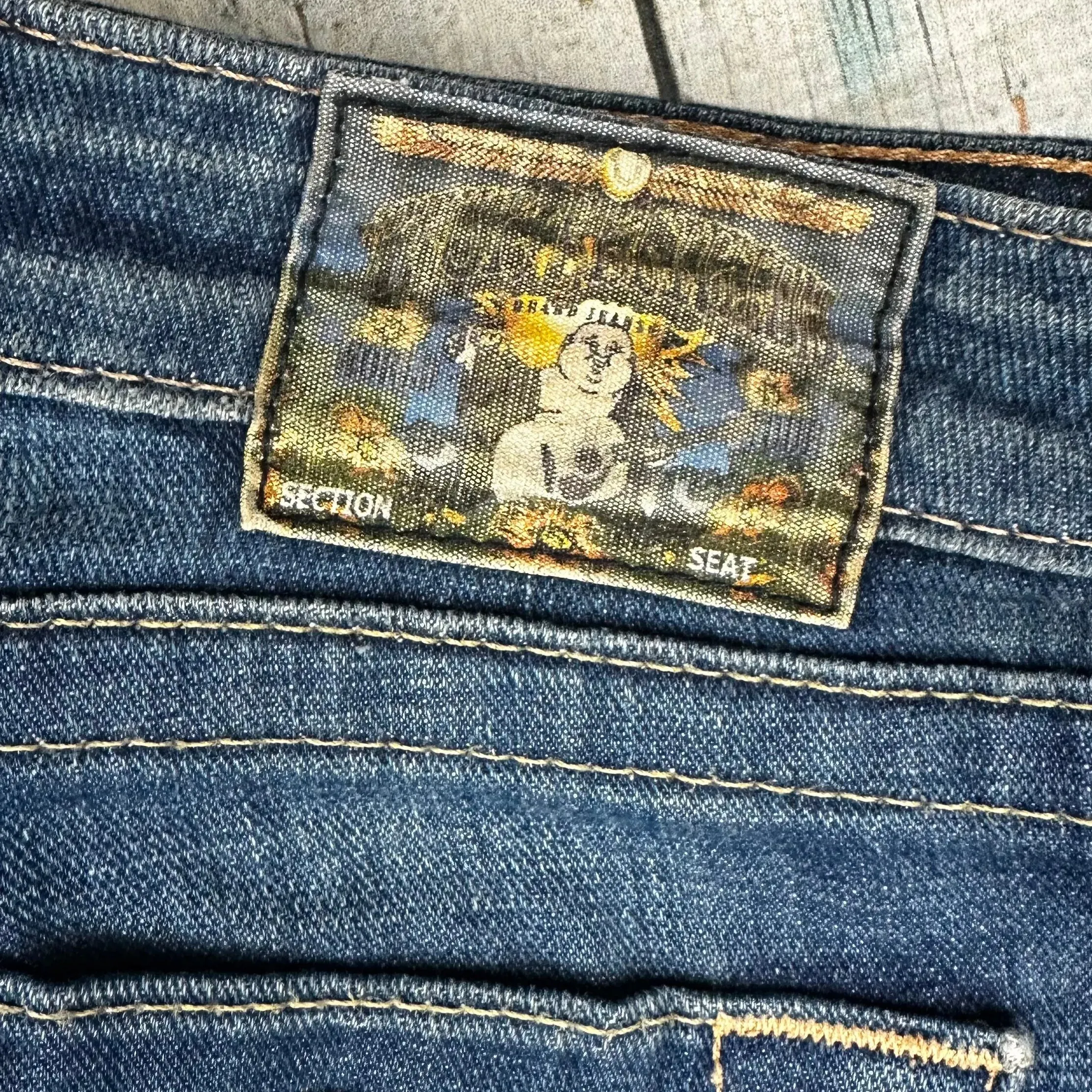 True Religion  Distressed Low Rise Flares- Size 25