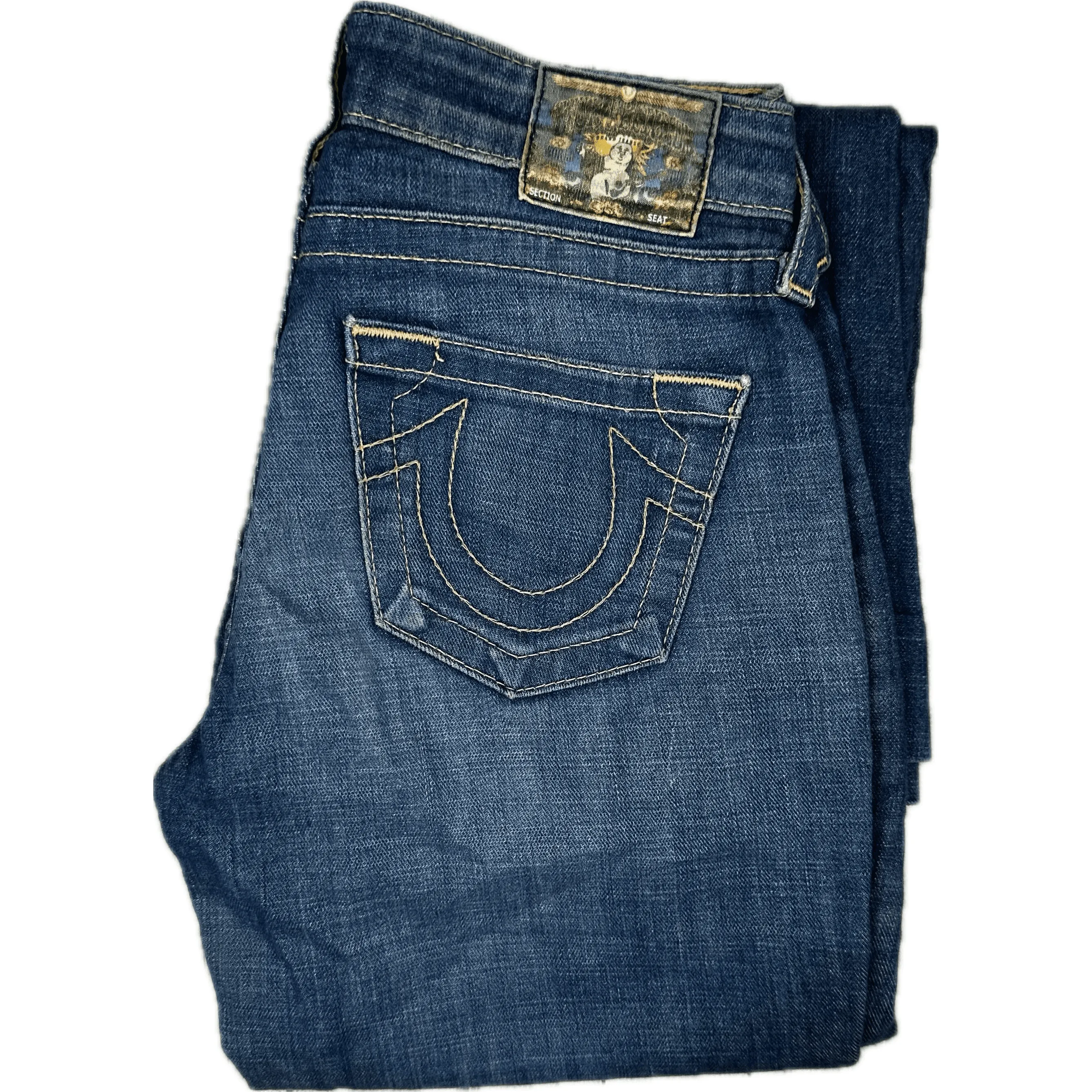 True Religion  Distressed Low Rise Flares- Size 25